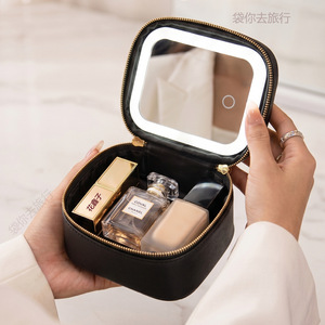 Bolsa de cosméticos de belleza para viaje, con luz <span class=keywords><strong>LED</strong></span> y espejo, mini, portátil, para maquillaje, ideal para comercio exterior, nueva, en oferta. - Product Image 2
