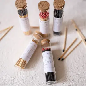 Bastões de fósforos de madeira em garrafa de 3 polegadas, etiqueta personalizada de aromaterapia, novo pavio colorido personalizado para velas, frasco de vidro