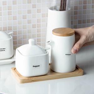 Conjunto de Condimentos de Cerâmica Multifuncional <span class=keywords><strong>para</strong></span> Cozinha, Bandeja, Suporte <span class=keywords><strong>para</strong></span> Utensílios, Caixas de Armazenamento de Óleo, Vinagre, Ervas e Especiarias, Ecológico - Product Image 1