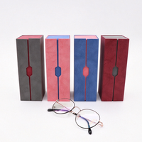 Étui à lunettes rectangulaire classique double couche semi-rigide, style rétro, pliable, en cuir PU, avec fermeture à bouton-pression, personnalisable
