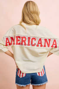 Camiseta Oversize de Manga Corta para Mujer, Cuello en V Ancho, con Parche Americano del 4 de Julio, Roja, Blanca y Azul, Estilo Patriótico, Casual y Urbana - Product Image 5