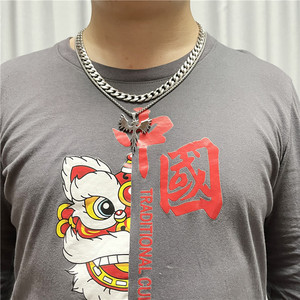 Collier pendentif Phénix en acier inoxydable pour homme, design animal géométrique, style punk rétro 23025 - Product Image 4