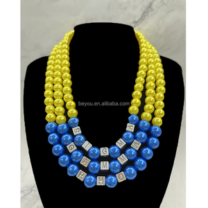 Custom blu giallo bianco due dimensioni catena di perle <span class=keywords><strong>SGR</strong></span> 1922 barboncino strass collana ciondolo accessori per gioielli - Product Image 5