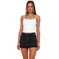 Mini-jupe évasée en jean délavé pour femme, coupe moulante, séchage rapide, style printemps