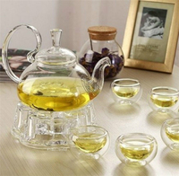Bouilloire à thé classique artisanale en verre borosilicate 400 ml avec infuseur amovible pour thé en vrac et thé fleuri, idéale pour Noël et le café