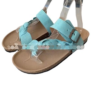 Ladies Leopard Print <b>Clip</b> Toe Cork Flip Flops Strap Pu Eva Sole Leather Slippers Metal Buckle Double Strap Sole Woven Sandals Fo - Product Image 4