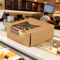Vente d'usine - Boîtes à emporter pour gâteaux, pâtisseries et desserts en papier kraft écologiques avec fenêtre, personnalisables avec logo