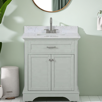Élégance moderne Armoire de salle de bain très simple Armoire de salle de bain 30 pouces en marbre artificiel blanc Armoire de salle de bain sur pied