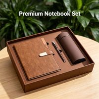 Ensemble cadeau de carnet en cuir pour affaires avec carnet A5, stylo personnalisé imprimé en sérigraphie et gourde isotherme