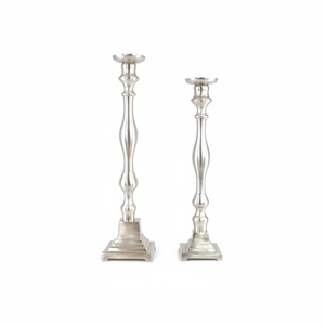 เชิงเทียนอลูมิเนียมขัดเงาทรงสูง2ชิ้นสำหรับงานแต่งงานที่บ้านและสวน - Product Image 1