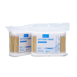 Bâtonnets d'oreille en coton biologique premium à deux têtes avec logo personnalisé, 200 pièces, bâtonnets en bambou, coton-tige avec sac - Product Image 3