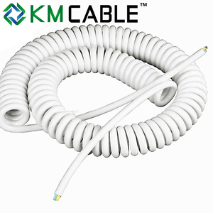 Chất Lượng Tốt 3x0.75mm2 3PIN H05BQ-F Cuộn Dây Trắng Châu Âu Xoắn Ốc Mở Rộng Dây Điện PUR Dây Điện Linh Hoạt - Product Image 2