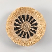 Napperon rond moderne fait main écologique avec bordure en papier raphia Tapis et coussinets élégants