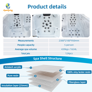 Jacuzzi de Lujo para Exteriores con 124 Jets, Sistema Balboa y Carcasa de Acrílico para Hidromasaje, Spa para 5 Personas - Product Image 3