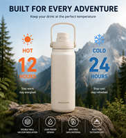 Bouteille isotherme sport en acier inoxydable 25oz, la plus vendue, avec poignée et couvercles à paille, sans BPA, couleur et logo personnalisables