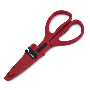<b>Kitchen</b> <b>Scissors</b> Stainless Steel 4 In Red With Sharpener For Food Vegetable Cutting Household Office Use - Product Image 3