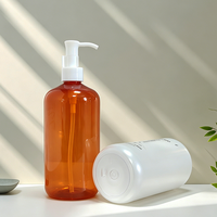 Botol Pompa Plastik PET OEM 500ml Kosong untuk Perawatan Kulit, Kosmetik, Sampo, Losion, Warna Amber, Buatan Cina Model 125