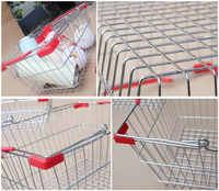 Panier de courses en treillis métallique chromé avec 2 poignées, écologique, durable, grande capacité, pour usage en magasin de détail - En stock