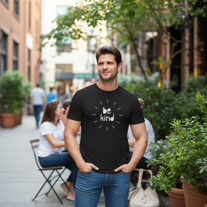T-shirt Be Kind Burst noir unisexe taille adulte moyenne, t-shirt promotionnel - Product Image 3