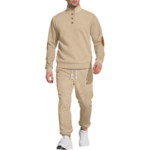 Conjunto de Sudadera y Pantalones de Manga Larga con Cuello Alto para Hombre, Cintura Elástica, Transpirable, para Deportes al Aire Libre, Estilo Casual, Jacquard - Product Image 3