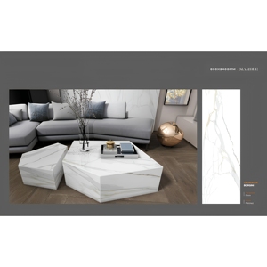 Losas de piedra sinterizada de 800x2400mm y 15mm de grosor, con aspecto de cuarzo Gold Portoro, de porcelana, para cocina y pared. - Product Image 6