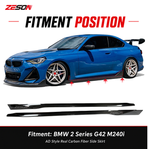 Extensiones de faldones laterales para <span class=keywords><strong>BMW</strong></span> Serie 2 G42 M240i 230i <span class=keywords><strong>220i</strong></span> Coupé M Sport Estilo AD Fibra de carbono seca Par <span class=keywords><strong>2021</strong></span>+ - Product Image 5