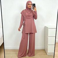Burkini islamique 3 pièces pour femmes, maillot de bain modeste, ensemble pantalon à manches longues et hijab