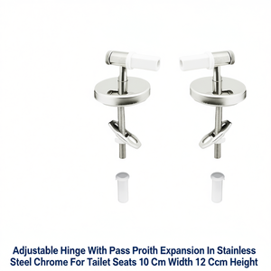 Charnière réglable avec extension traversante en acier inoxydable chromé pour sièges de toilettes, largeur 10 cm, hauteur 12 cm - Product Image 3