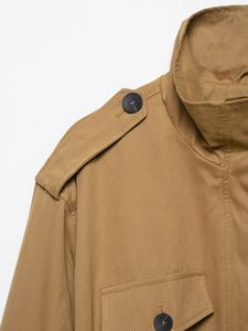 ZA <span class=keywords><strong>AliExpress</strong></span> Best Seller Manteau Trench Court Rétro Chic Ceinturé pour Femme, Manches Longues Style EU/US, Vêtement d'extérieur Transfrontalier - Product Image 5