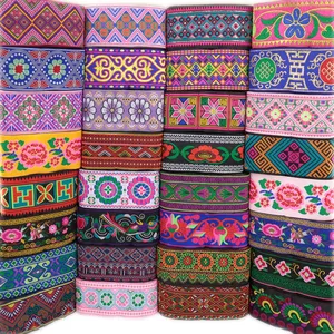 5Meters 50mm Embroidered Jacquard Webbings Ethnic Lace Ribbons For Bag Strap Sewing Tape Bias Binding DIY Garment Accessories