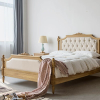Lit double en bois massif de chêne blanc d'Amérique du Nord, style américain, 1,8 m, lit de mariage simple de style campagnard français, pour chambre à coucher