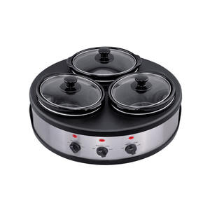 <span class=keywords><strong>Mijoteuse</strong></span> <span class=keywords><strong>triple</strong></span> de 4.5 litres avec couvercle en verre détachable 3 pots intérieurs pour buffet et réunions de famille pour la préparation des repas - Product Image 3