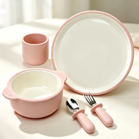 Assiette bébé en céramique OEM/ODM, assiette d'alimentation bébé en silicone avec base à ventouse, sans BPA, ensemble d'assiettes pour enfants, pour les tout-petits