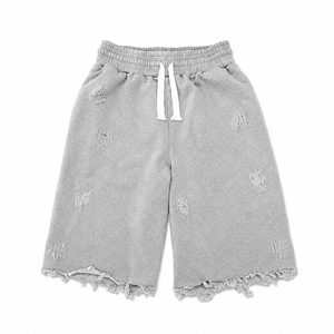 Wholesale Heavyweight Cotton Terry Washed Fleece <b>Shorts</b> <b>Men</b> Distressed Detail Baggy <b>Long</b> Casual <b>Shorts</b> - Product Image 3
