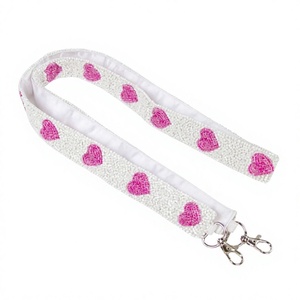 Correa de algodón blanca vintage de la mejor calidad con bordado de corazón rosa, ganchos metálicos, regalos para fiestas, para bolsos - Product Image 1