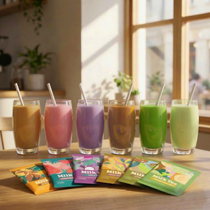 Poudre de thé au lait Boba au melon vert de Taïwan sans conservateur, en carton, OEM, moins de déchets, compatible avec les garnitures - Product Image 5