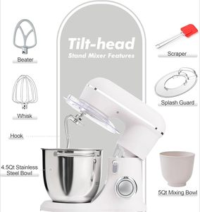 Robot pâtissier ménager 120V 5QT, batteur mélangeur planétaire électrique pour gâteaux, pains et pâtes, appareil de cuisine domestique - Product Image 4