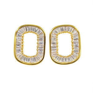 Orecchini E3965 in Oro Bianco con Diamanti Taglio Baguette Colore G Naturali di Lusso per Uso Quotidiano Femminile - Product Image 1