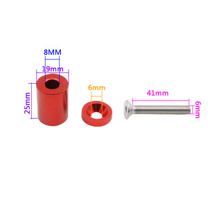Rehausseur de capot en alliage d'aluminium, 25mm x 19mm, rouge, avec boulon pour plaque de montage de ventilation du moteur DP20 - Product Image 1