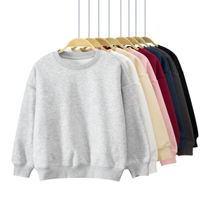 Jersey de cuello redondo para niños y niñas, ropa larga para bebés, sudadera de color sólido - Product Image 1