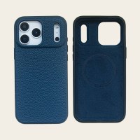 Étui de téléphone portable en cuir Pebble de luxe personnalisé, accessoires, coque de téléphone en cuir vegan pour iPhone 18 Pro Max