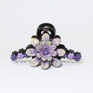 Pinza para el pelo de 2 capas para mujer, adornos para el pelo de flores con diamantes de imitación ostentosos, pinzas para el pelo, coleta para La Cabeza trasera - Product Image 3