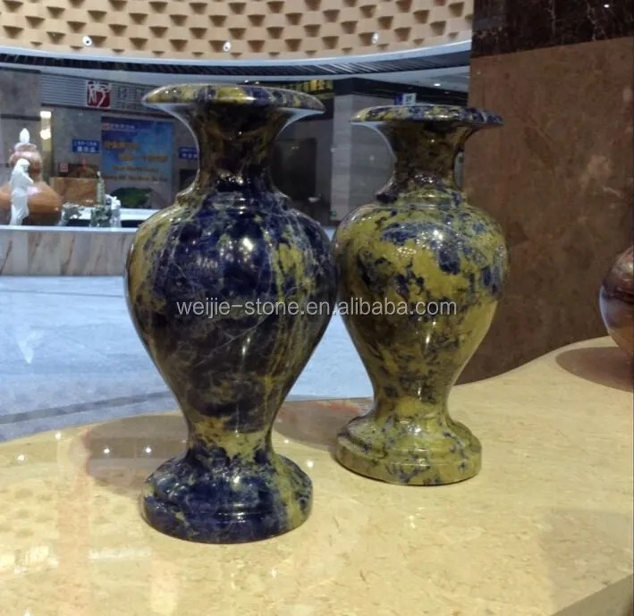 Сапфировая синяя каменная мраморная ваза для цветов