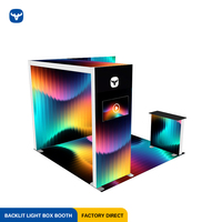 Stand d'exposition modulaire pliable 10x10 pieds avec éclairage rétroéclairé, étagères de rangement et arche LED