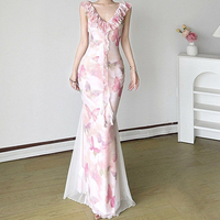 Robe de plage pour femmes, robe maxi élégante sans manches à imprimé papillon et taille cintrée, tenue d'été pour femmes, fabrication sur mesure OEM ODM