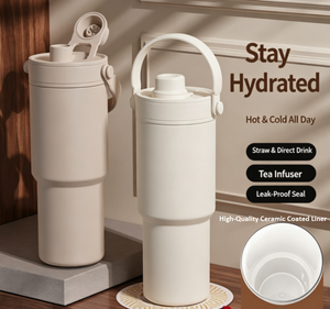 735ml Portable Handle Ceramic Coated Liner Insulated Tumbler With Removable Tea <b>Filter</b> <b>Water</b> <b>bottle</b> custom logo - Product Image 2