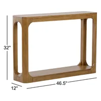 Table console en bois massif de chêne naturel de 46,5 pouces