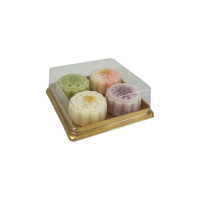 Boîte individuelle pour gâteaux de lune, élégante pour le thé de l'après-midi, emballage de pâtisseries et de friandises, boîte de luxe en plastique doré pour brownies, donuts, tranches de gâteau