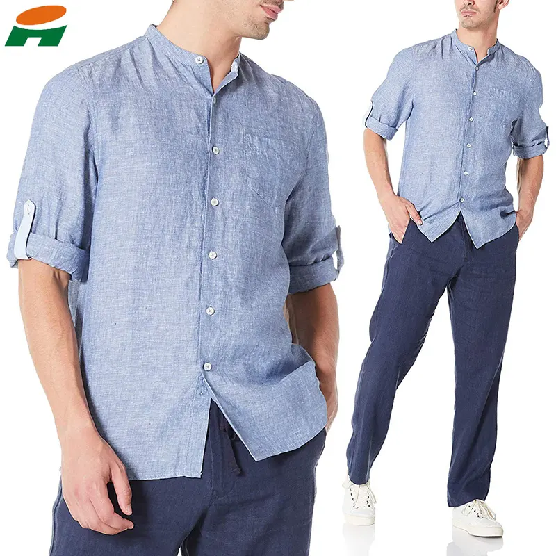 Factory Hot Sale Not Support Blouse Wholesale Cotton Lace Blouses Men's Clothing 100% Linen Shirt For Men