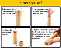 Ensemble de moulin à poivre et sel en bois d'acacia Moulin en bois avec tige verticale en acier inoxydable Ensembles de vaisselle polyvalents et de qualité supérieure réglables